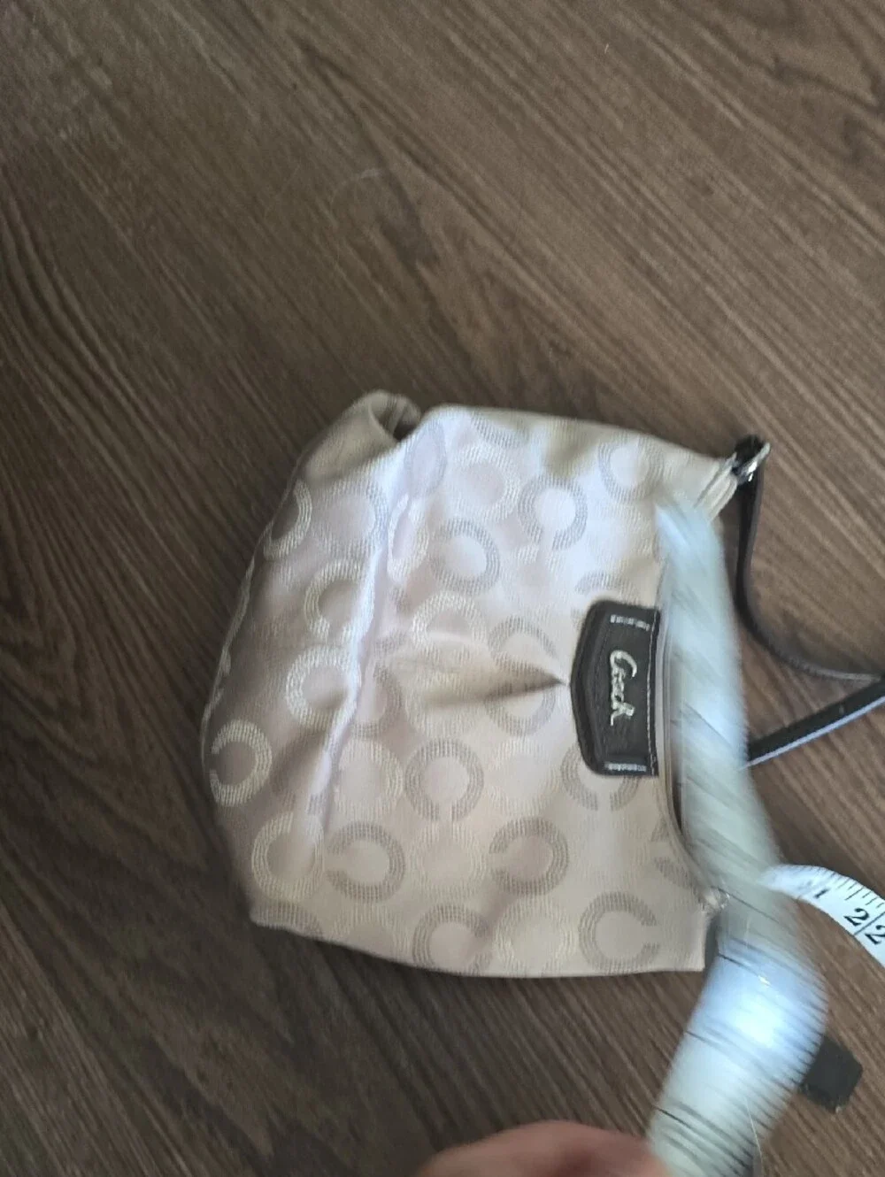 Coach Beige Signature Crossbody with Brown Trim